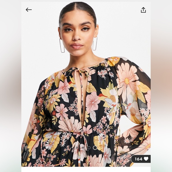 ASOS Design Keyhole Front Belted Mini Slater Dress in Retro Floral Print - Picture 4 of 6